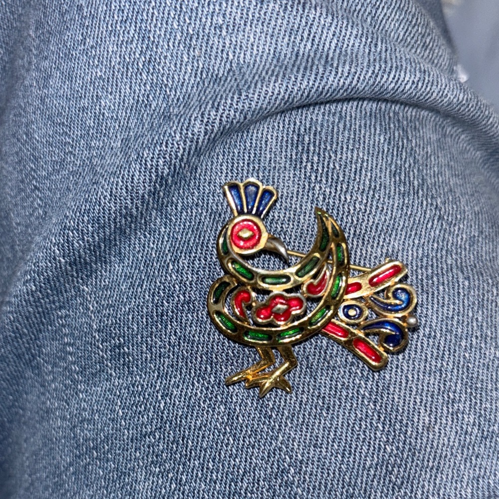 Trifari Multicolor Bird Brooch